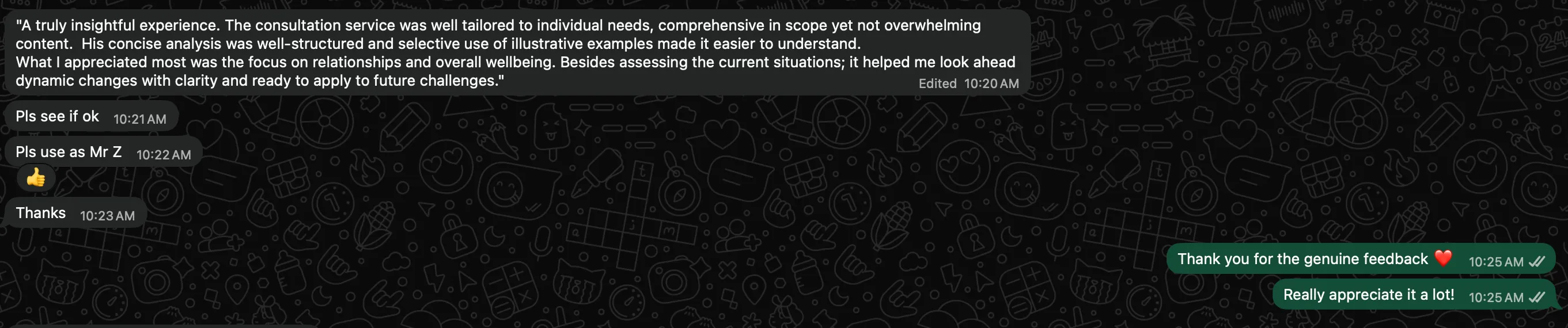 Client testimonial